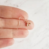 Rose Gold Drop Earrings - dainty little dangle teardrop minimalist trio of small polished charms - 14K gold fill upgrade hook option - Constant Baubling