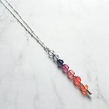 Sunset Necklace, tropical pendant, tropical necklace, sunset color necklace, long necklace, beach necklace, purple orange pink crystal - Constant Baubling