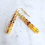Autumn Earrings, Indian corn earring, gold fall earring, gold autumn earring, fall color earring, orange yellow brown, fall jewelry, crystal - Constant Baubling