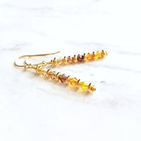 Autumn Earrings, Indian corn earring, gold fall earring, gold autumn earring, fall color earring, orange yellow brown, fall jewelry, crystal - Constant Baubling