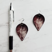Grafitti Earrings, faux leather earring, vegan leather earring, leaf shape earring, mottled leather earring, moon crater earring, large - Constant Baubling
