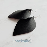Grafitti Earrings, faux leather earring, vegan leather earring, leaf shape earring, mottled leather earring, moon crater earring, large - Constant Baubling