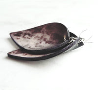 Grafitti Earrings, faux leather earring, vegan leather earring, leaf shape earring, mottled leather earring, moon crater earring, large - Constant Baubling