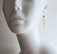 Gold Circle Earrings, connected circle earring, gold disk earring, gold sequin earring, small gold circle earring, gold tag earring, long - Constant Baubling