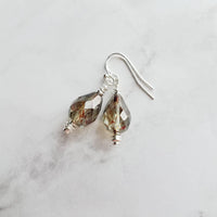 Silver Watercolor Drop Earrings, glass teardrops, tear drop earring, translucent earring, earth tones, brown blue sage moss olive green - Constant Baubling