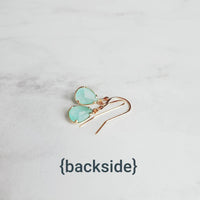 Mint Gold Teardrop Earrings, blue teardrop earring, mint blue teardrop earring, mint blue gold earring, blue drop earring bridesmaid earring - Constant Baubling