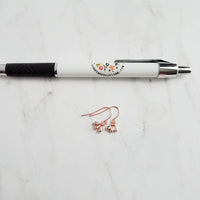 Rose Gold Drop Earrings - dainty little dangle teardrop minimalist trio of small polished charms - 14K gold fill upgrade hook option - Constant Baubling