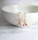 Rose Gold Drop Earrings - dainty little dangle teardrop minimalist trio of small polished charms - 14K gold fill upgrade hook option - Constant Baubling