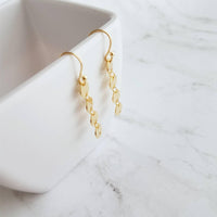 Gold Disk Earrings, gold sequin earring, gold disc earring, connected disks earring, round tag earring, gold circle earring, 4 disk earring - Constant Baubling
