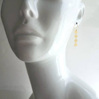 Gold Disk Earrings, gold sequin earring, gold disc earring, connected disks earring, round tag earring, gold circle earring, 4 disk earring - Constant Baubling