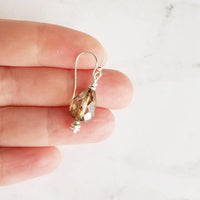 Silver Watercolor Drop Earrings, glass teardrops, tear drop earring, translucent earring, earth tones, brown blue sage moss olive green - Constant Baubling