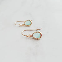 Mint Gold Teardrop Earrings, blue teardrop earring, mint blue teardrop earring, mint blue gold earring, blue drop earring bridesmaid earring - Constant Baubling