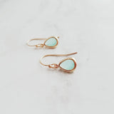 Mint Gold Teardrop Earrings, blue teardrop earring, mint blue teardrop earring, mint blue gold earring, blue drop earring bridesmaid earring - Constant Baubling