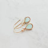 Mint Gold Teardrop Earrings, blue teardrop earring, mint blue teardrop earring, mint blue gold earring, blue drop earring bridesmaid earring - Constant Baubling
