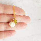 White Pumpkin Necklace - Halloween necklace, fall necklace, pumpkin pendant, pumpkin charm, white gold pumpkin necklace, gold chain, autumn - Constant Baubling
