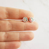 Stainless Steel Stud Earrings, ruby red earring, opalescent earring, faux druzy earring, small round stud, silver stud, hypoallergenic stud - Constant Baubling