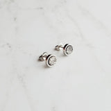 Gunmetal Silver Stud Earrings - tiny faux druzy stone - simple small round rough rock - hypoallergenic post drusy imitation little gray gem - Constant Baubling