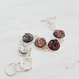 Chunky Rock Bracelet - faux drusy stones in ombre hues - rough jagged metallic silver, rose gold, burgundy, rainbow magenta, gunmetal pewter - Constant Baubling