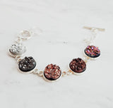 Chunky Rock Bracelet - faux drusy stones in ombre hues - rough jagged metallic silver, rose gold, burgundy, rainbow magenta, gunmetal pewter - Constant Baubling