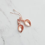 Rose Gold Lily Earrings, small lily earring, lily dangle earring, rose gold flower earring, elegant lily, matte rose gold earring, bridal - Constant Baubling