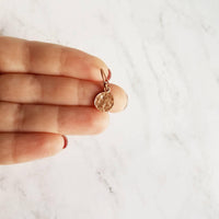 Copper Tag Earrings - small hammered antique/aged finish round rust brown disc on little simple ball ear hook - lightweight/minimalist - Constant Baubling
