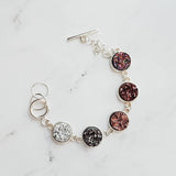 Chunky Rock Bracelet - faux drusy stones in ombre hues - rough jagged metallic silver, rose gold, burgundy, rainbow magenta, gunmetal pewter - Constant Baubling