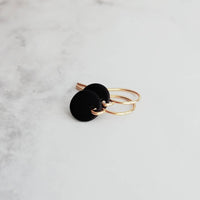 Small Disc Earrings, matte black disks, 14K SOLID GOLD hook opt, tiny black circle, little black earring, petite earring, modern minimalist - Constant Baubling