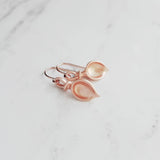 Rose Gold Lily Earrings, small lily earring, lily dangle earring, rose gold flower earring, elegant lily, matte rose gold earring, bridal - Constant Baubling