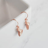 Rose Gold Lily Earrings, small lily earring, lily dangle earring, rose gold flower earring, elegant lily, matte rose gold earring, bridal - Constant Baubling