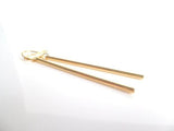 Gold Bar Earrings, gold line earring, gold stick earring, gold tube earring, long thin gold earring, straight line earring, skinny cylinder - Constant Baubling