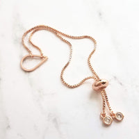 Rose Gold Bracelet, open teardrop bracelet, rose gold teardrop bracelet, thin rose gold chain bracelet box chain bracelet tear drop bracelet - Constant Baubling