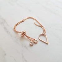 Rose Gold Bracelet, open teardrop bracelet, rose gold teardrop bracelet, thin rose gold chain bracelet box chain bracelet tear drop bracelet - Constant Baubling