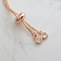 Rose Gold Bracelet, open teardrop bracelet, rose gold teardrop bracelet, thin rose gold chain bracelet box chain bracelet tear drop bracelet - Constant Baubling