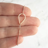 Rose Gold Bracelet, open teardrop bracelet, rose gold teardrop bracelet, thin rose gold chain bracelet box chain bracelet tear drop bracelet - Constant Baubling