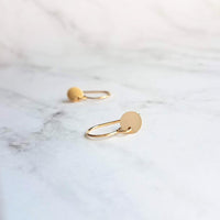 Little Disk Earrings, gold disk earring, small disc, tiny round dangle earring, 14K gold filled earring, 14K SOLID GOLD hook opt, sequin ear - Constant Baubling