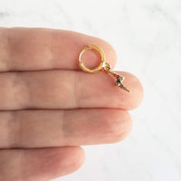 Lightning Bolt Earrings, zig zag earring, gold lightning earring, gold huggie hoop, tiny crystal lightning bolt rainbow lightning bolt storm - Constant Baubling