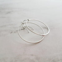 Silver Circle Earrings, simple silver hoops, thin hoop earring, open circle earring, delicate round earring, simple 1 inch circle, everyday - Constant Baubling