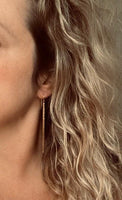 Long Gold Chain Earrings, thin chain dangle earring, 3 inch earring, chain strand earring, simple chain earring, minimalist earring, snake - Constant Baubling