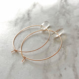 Rose Gold Hoops w/ clear quartz crystal spikes - thin simple 1.5 inch diam earrings - sacred healing concentration memory energy vibrations - Constant Baubling