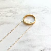 Gold Circle Necklace - dainty minimalist silver chain through simple plain round hoop pendant - mixed metal everyday layering jewelry - Constant Baubling
