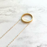 Gold Circle Necklace - dainty minimalist silver chain through simple plain round hoop pendant - mixed metal everyday layering jewelry - Constant Baubling