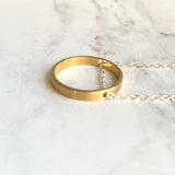 Gold Circle Necklace - dainty minimalist silver chain through simple plain round hoop pendant - mixed metal everyday layering jewelry - Constant Baubling