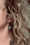Aqua Leaf Earrings, 14K gold fill hooks, blue green leaf earrings, verdigris patina leaves, patina earrings, wavy leaf earrings large leaves - Constant Baubling