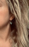 Earthy Earrings, verdigris patina drop, open teardrop, small lightweight earring, blue green aqua brown, silver, gold, copper, bronze hooks - Constant Baubling