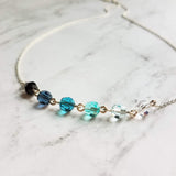 Ocean Necklace - blue Swarovski crystal round faceted ombre shade beads - delicate silver chain - custom w/  length & .925 sterling silver - Constant Baubling