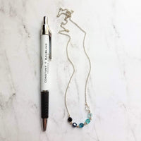 Ocean Necklace - blue Swarovski crystal round faceted ombre shade beads - delicate silver chain - custom w/  length & .925 sterling silver - Constant Baubling