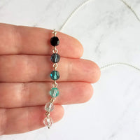 Ocean Necklace - blue Swarovski crystal round faceted ombre shade beads - delicate silver chain - custom w/  length & .925 sterling silver - Constant Baubling