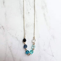 Ocean Necklace - blue Swarovski crystal round faceted ombre shade beads - delicate silver chain - custom w/  length & .925 sterling silver - Constant Baubling