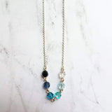 Ocean Necklace - blue Swarovski crystal round faceted ombre shade beads - delicate silver chain - custom w/  length & .925 sterling silver - Constant Baubling