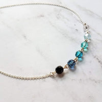 Ocean Necklace - blue Swarovski crystal round faceted ombre shade beads - delicate silver chain - custom w/  length & .925 sterling silver - Constant Baubling